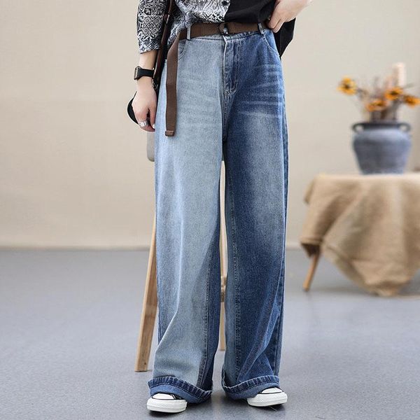 women's jeans nini wonderland 2021 autumn cotton denim vintage pants women high waist gradient casual straight korean style long, Blue
women's jeans nini wonderland 2021 autumn cotton denim vintage pants women high waist gradient casual straight korean style long, Blue