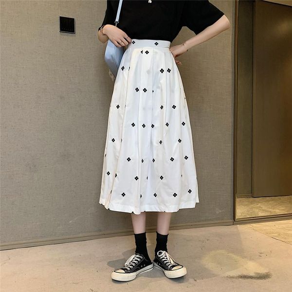skirts summer skirt female flower embroidery high waist mid-length a-line cotton elastic casual long, Black
skirts summer skirt female flower embroidery high waist mid-length a-line cotton elastic casual long, Black