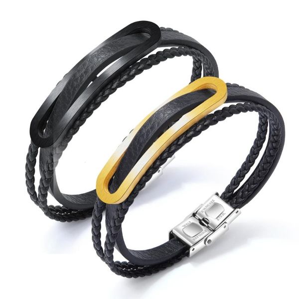 charm bracelets punk multi-layer black leather bracelet men's creative stainless steel wristband cuff jewelry gift 3-ph1285, Golden;silver
charm bracelets punk multi-layer black leather bracelet men's creative stainless steel wristband cuff jewelry gift 3-ph1285, Golden;silver