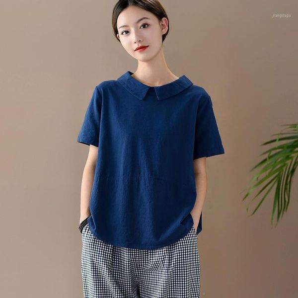 summer 2021 female original literature and art retro doll neck short sleeve shirt women cotton linen pullover women's blouses & shirts, White
summer 2021 female original literature and art retro doll neck short sleeve shirt women cotton linen pullover women's blouses & shirts, White