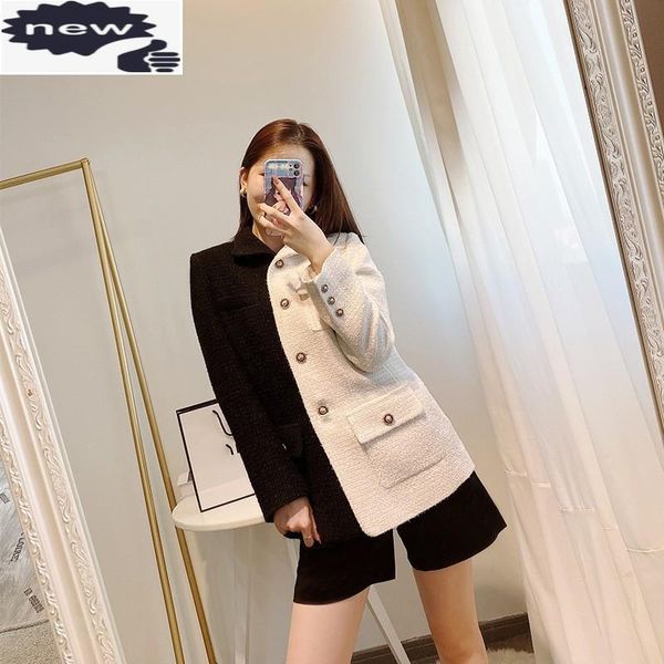 women's jackets designer black white patchwork tweed jacket women elegant slim fit lapel single breasted coat autumn office ladies suit, Black;brown
women's jackets designer black white patchwork tweed jacket women elegant slim fit lapel single breasted coat autumn office ladies suit, Black;brown