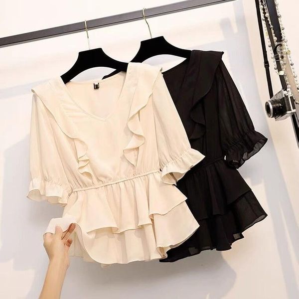 women's blouses & shirts oversized 4xl chiffon women blouse summer 2021 ruffles solid slim elegant office lady pulls outwear, White
women's blouses & shirts oversized 4xl chiffon women blouse summer 2021 ruffles solid slim elegant office lady pulls outwear, White