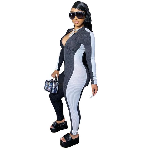 women's jumpsuits & rompers 2021 style knitted one-piece jumpsuit long sleeve front zipper design and leggings bodysuit, Black;white
women's jumpsuits & rompers 2021 style knitted one-piece jumpsuit long sleeve front zipper design and leggings bodysuit, Black;white