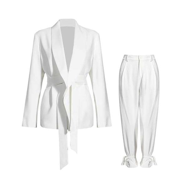 women's two piece pants solid color korean set women blazer high waist belt lace-up straight suits female 2021 fashion, White
women's two piece pants solid color korean set women blazer high waist belt lace-up straight suits female 2021 fashion, White