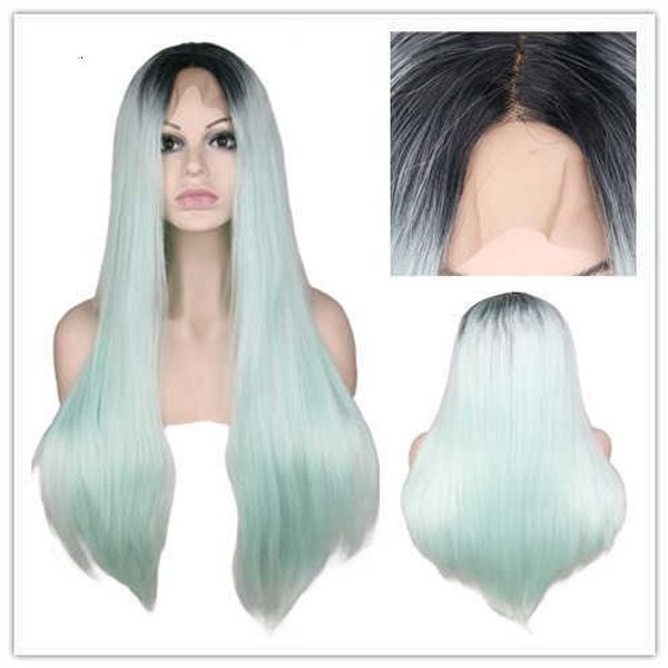 wig straight hair t color gradient front lace chemical headgear 1b / mint green fiber wig, Black
wig straight hair t color gradient front lace chemical headgear 1b / mint green fiber wig, Black