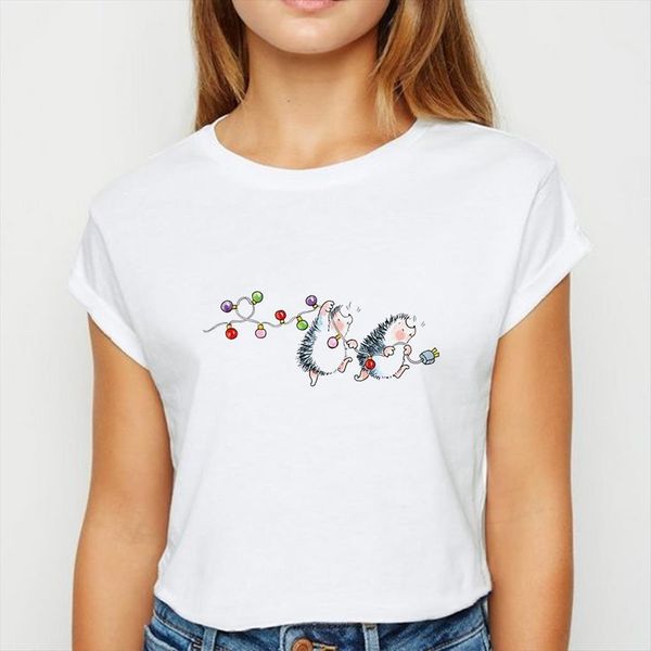 hedgehog with coloured lights women trendy spring summer white versatile round collar shirts
hedgehog with coloured lights women trendy spring summer white versatile round collar shirts