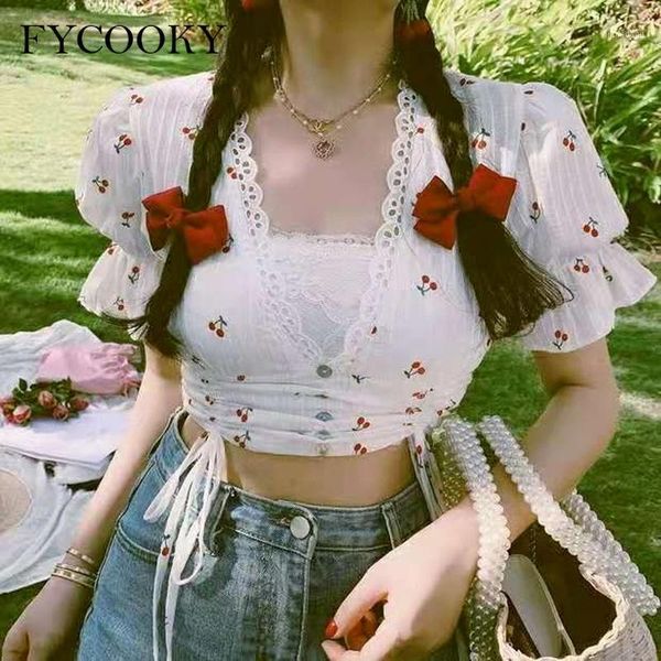 women's blouses & shirts 2021 summer sweet cherry print women french retro puff sleeve v-neck lace crop kawaii white for teenage girls
women's blouses & shirts 2021 summer sweet cherry print women french retro puff sleeve v-neck lace crop kawaii white for teenage girls