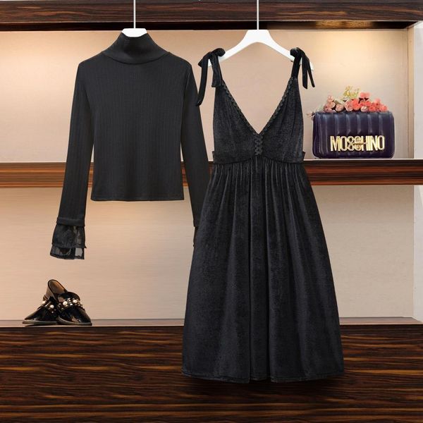 plus female size autumn elegant winter suit upper nightgown and velvet girdle dress of two ensemble 2021 clothes 3m7n, Black
plus female size autumn elegant winter suit upper nightgown and velvet girdle dress of two ensemble 2021 clothes 3m7n, Black