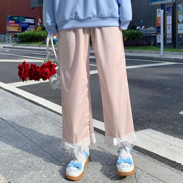 women's pants & capris straight pant women autumn cute bow knot decoration elastic waist lace trim ankle-length for sweet girl, Black;white
women's pants & capris straight pant women autumn cute bow knot decoration elastic waist lace trim ankle-length for sweet girl, Black;white