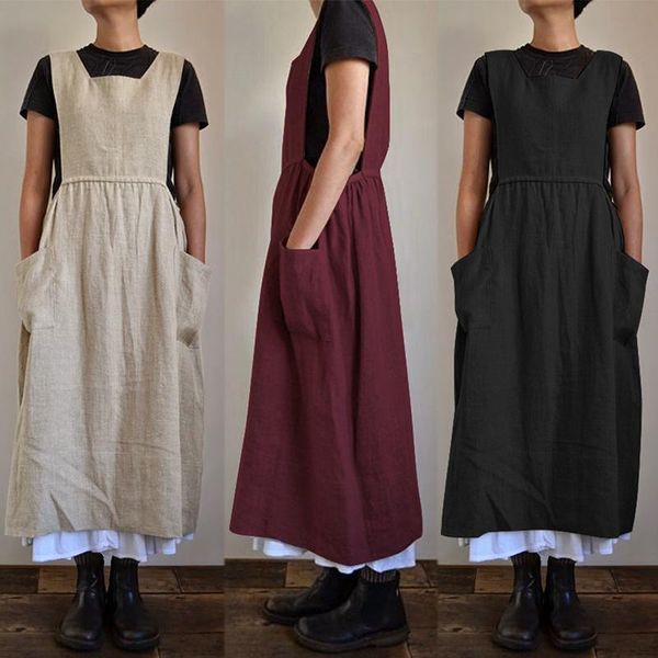 ladies vintage dress fashion high waist square collar pockets vestido streetwear female linen robe solid color all match dress, Black;gray
ladies vintage dress fashion high waist square collar pockets vestido streetwear female linen robe solid color all match dress, Black;gray