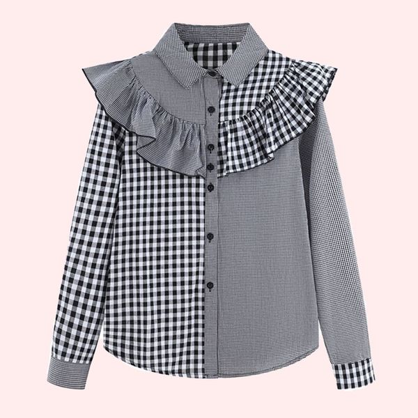 2021 new estilo japons blusa primavera moda coreana temperamento casual trelia emenda plissado nico-breasted manga longa 0dp6, White
2021 new estilo japons blusa primavera moda coreana temperamento casual trelia emenda plissado nico-breasted manga longa 0dp6, White