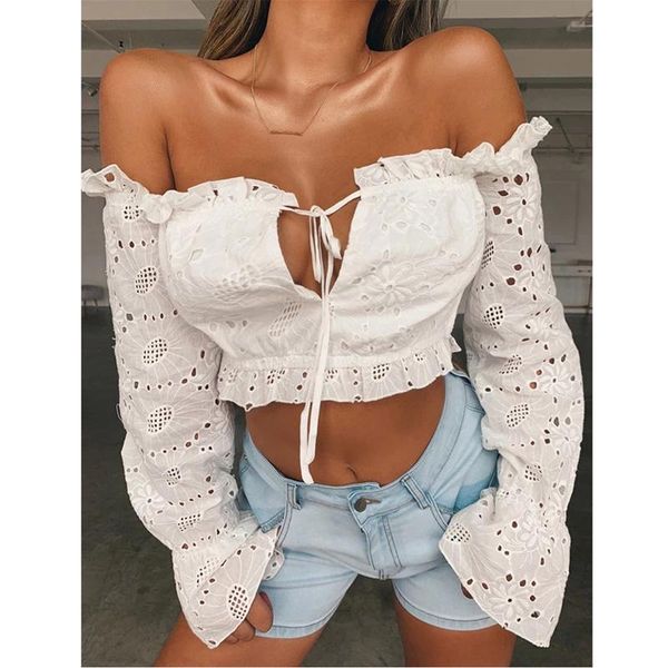 women's blouses & shirts kayotuas women blouse floral print lace hollow out off-the-shoulder ladies long sleeve top, White
women's blouses & shirts kayotuas women blouse floral print lace hollow out off-the-shoulder ladies long sleeve top, White