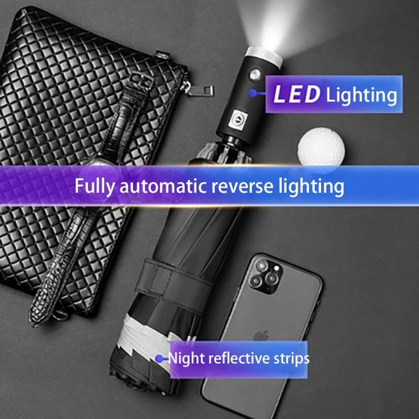 umbrellas led automatic rainproof with reflective stripe reverse light umbrella three folding inverted
umbrellas led automatic rainproof with reflective stripe reverse light umbrella three folding inverted