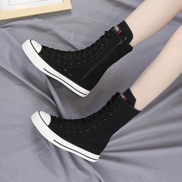 boots spring and summer short 2021 performance high-side zipper large size casual middle tube increased canvas shoes, Black
boots spring and summer short 2021 performance high-side zipper large size casual middle tube increased canvas shoes, Black