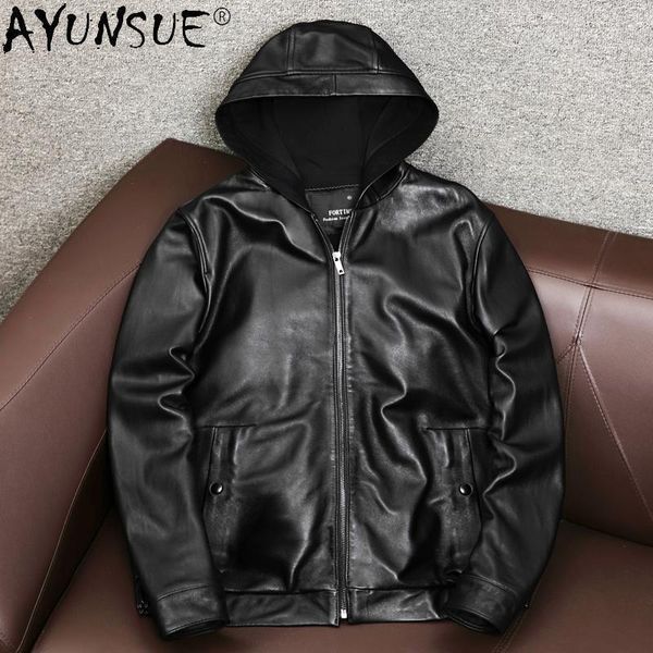 men's leather & faux qylvawoy genuine jacket men hooded korean natural sheepskin coat plus size lether jackets man hommes veste wlp111, Black
men's leather & faux qylvawoy genuine jacket men hooded korean natural sheepskin coat plus size lether jackets man hommes veste wlp111, Black