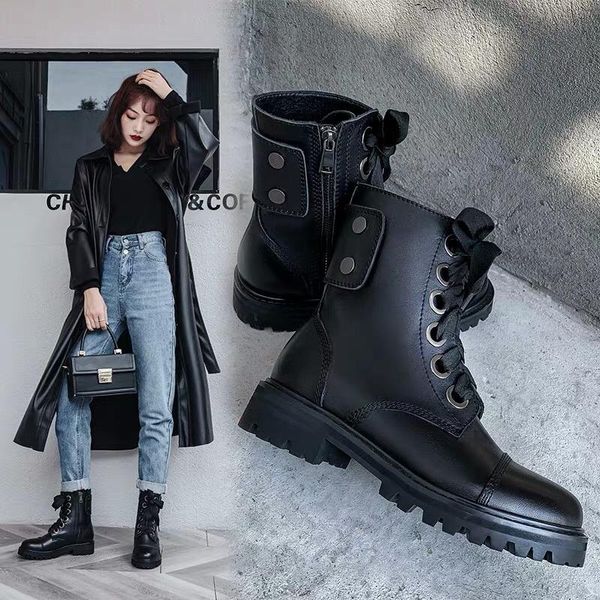 boots 2021 women's wild leather british wind spring and autumn breathable thin section high to help tide shoes, Black
boots 2021 women's wild leather british wind spring and autumn breathable thin section high to help tide shoes, Black