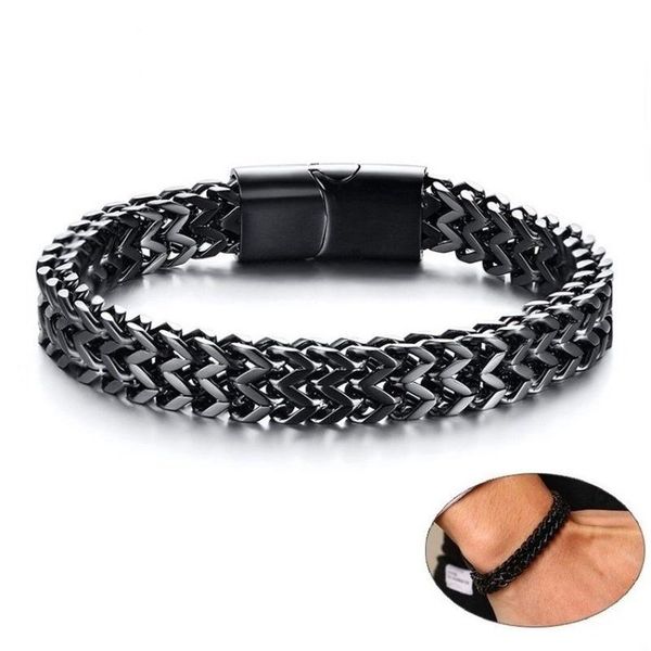 charm bracelets high-end domineering punk black and white solid color men's stainless steel braided sports leisure bracelet, Golden;silver
charm bracelets high-end domineering punk black and white solid color men's stainless steel braided sports leisure bracelet, Golden;silver