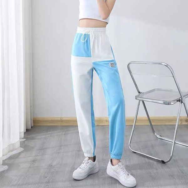 women's pants & capris casual thin section 2021 summer fried street high waist stitching harlan sports tide women fashion, Black;white
women's pants & capris casual thin section 2021 summer fried street high waist stitching harlan sports tide women fashion, Black;white