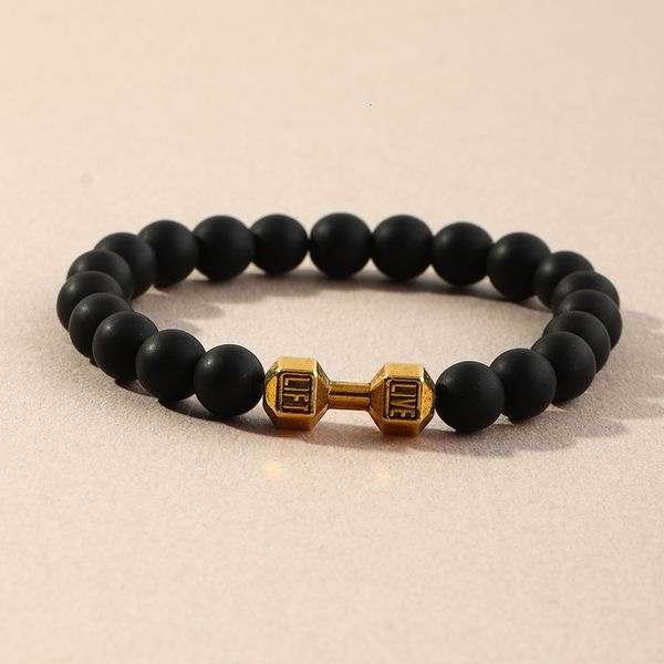 bz0546 hand decoration fashion simple men's and women's black frosted stone metal dumbbell bracelet, Silver
bz0546 hand decoration fashion simple men's and women's black frosted stone metal dumbbell bracelet, Silver