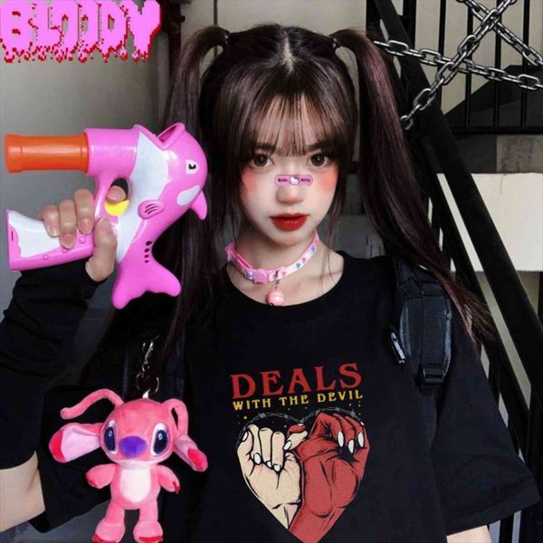 gothic deals with the devil women dark satan personality harajuku hip hop casual loose punk streetwear t shirt, White
gothic deals with the devil women dark satan personality harajuku hip hop casual loose punk streetwear t shirt, White
