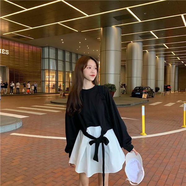 casual dresses sweet patchwork o-neck white black full spring and autumn korean style loose mini-dress women's clothing vestido, Black;gray
casual dresses sweet patchwork o-neck white black full spring and autumn korean style loose mini-dress women's clothing vestido, Black;gray