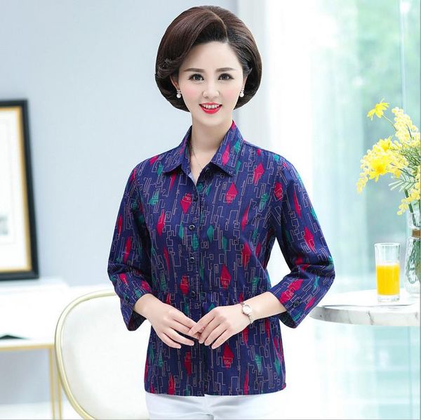 women's blouses & shirts mother summer shirt three quarter sleeve loose plus size middle age women blouse grandma clothing, White
women's blouses & shirts mother summer shirt three quarter sleeve loose plus size middle age women blouse grandma clothing, White