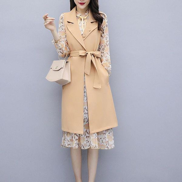 two piece dress two-piece set women fashion solid color vest + long sleeve floral chiffon 2021 spring plus size elegant office dresses, White
two piece dress two-piece set women fashion solid color vest + long sleeve floral chiffon 2021 spring plus size elegant office dresses, White