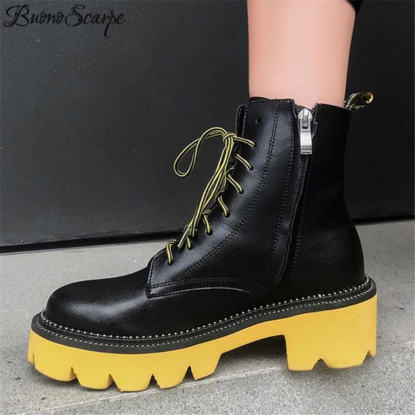 boots buono scarpe mixed color women ankle lace up female botas mujer thick bottom genuine leather fenimina non-slip, Black
boots buono scarpe mixed color women ankle lace up female botas mujer thick bottom genuine leather fenimina non-slip, Black