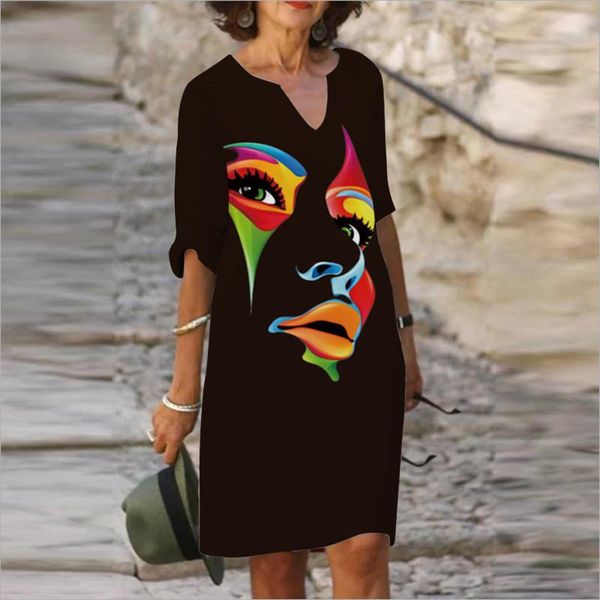 casual dresses autumn winter women dress v-neck half sleeve midi vintage floral abstract face printed elegant lady vestidos, Black;gray
casual dresses autumn winter women dress v-neck half sleeve midi vintage floral abstract face printed elegant lady vestidos, Black;gray