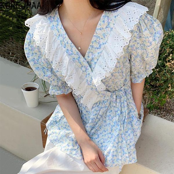 women's blouses & shirts korejpaa women shirt 2021 summer korean fashion gentle slim v-neck ruffled stitching lace-up waist floral bubb, White
women's blouses & shirts korejpaa women shirt 2021 summer korean fashion gentle slim v-neck ruffled stitching lace-up waist floral bubb, White