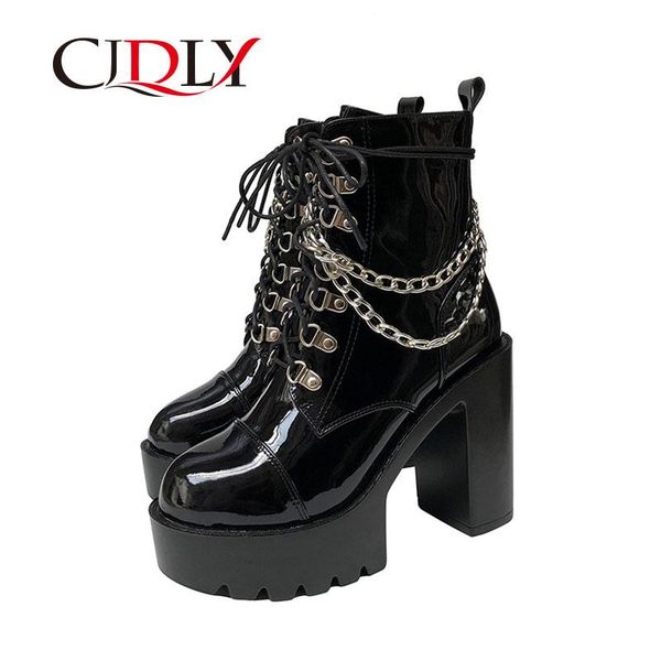 boots cjdly patent leather gothic black women chain super high heels platform female punk style ankle zipper
boots cjdly patent leather gothic black women chain super high heels platform female punk style ankle zipper