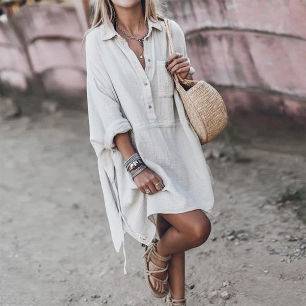casual dresses wihte for women 2021 vintage autumn streetwear women's fashion loose solid lapel shirt dress sukienki damskie, Black;gray
casual dresses wihte for women 2021 vintage autumn streetwear women's fashion loose solid lapel shirt dress sukienki damskie, Black;gray