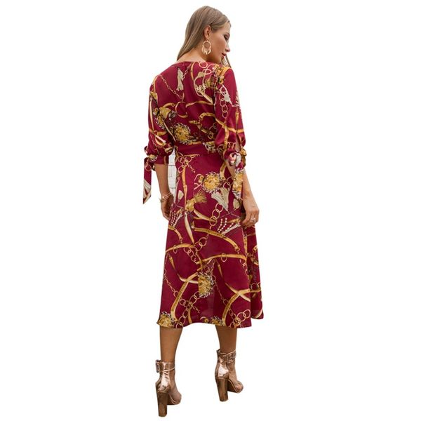 women casual boho dress tie half sleeve v-neck chain print wrap surplice slit split dress vintage maxi beach dress, Black;gray
women casual boho dress tie half sleeve v-neck chain print wrap surplice slit split dress vintage maxi beach dress, Black;gray