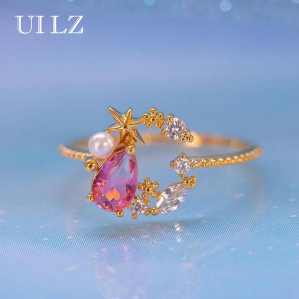 wedding rings uilz exquisite moon star finger for women shining zircon proposal engagement ring elegant female jewelry drop, Slivery;golden 
wedding rings uilz exquisite moon star finger for women shining zircon proposal engagement ring elegant female jewelry drop, Slivery;golden