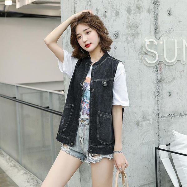 women's vests plus size 3xl autumn fashion european coats sleeveless clothes womens punk streetwear denim vest ladies vintage waistcoat, Black;white 
women's vests plus size 3xl autumn fashion european coats sleeveless clothes womens punk streetwear denim vest ladies vintage waistcoat, Black;white