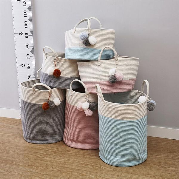 storage baskets ins cotton rope woven laundry basket pompom ornaments washing dirty clothes bin kids toys foldable hamper
storage baskets ins cotton rope woven laundry basket pompom ornaments washing dirty clothes bin kids toys foldable hamper