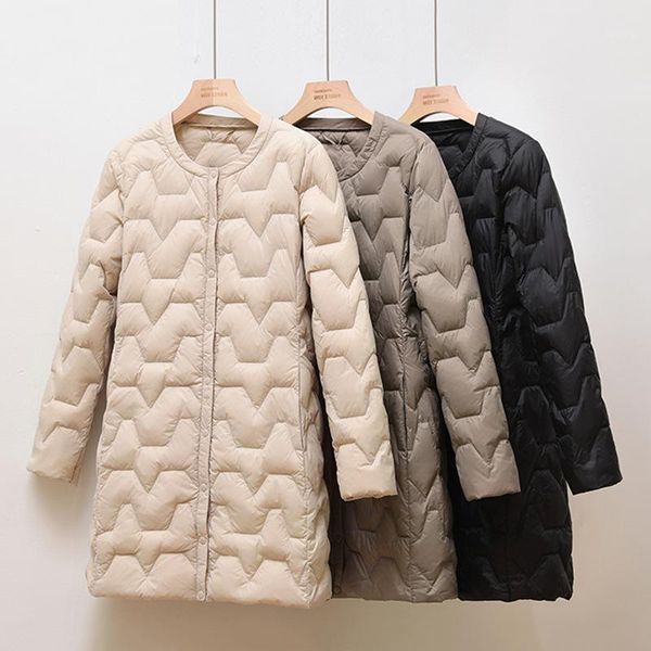 women's down & parkas autumn and winter lightweight jacket mid-length korean style slim round neck bottoming collarless, Black
women's down & parkas autumn and winter lightweight jacket mid-length korean style slim round neck bottoming collarless, Black