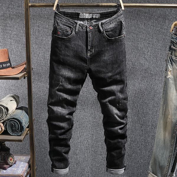 2021 new autumn newly fashion men black elastic slim fit vintage designer jeans korean style streetwear denim pencil pants hombre lpun, Blue
2021 new autumn newly fashion men black elastic slim fit vintage designer jeans korean style streetwear denim pencil pants hombre lpun, Blue
