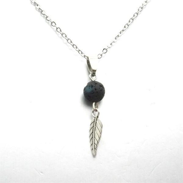 pendant necklaces mini leaf charms 8mm black lava stone aroma essential oil diffuser necklace jewelry, Silver
pendant necklaces mini leaf charms 8mm black lava stone aroma essential oil diffuser necklace jewelry, Silver