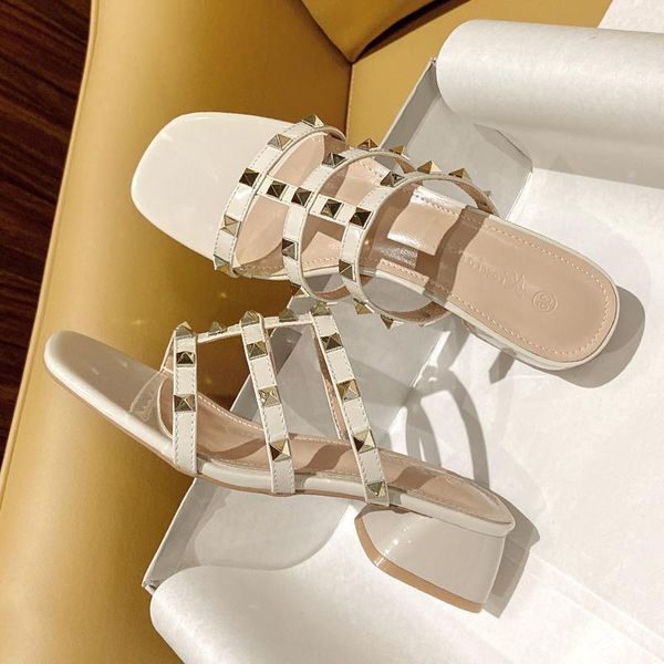 slippers women brand slipper 4cm square heel rivets sandals apricot 2021 summer woman heels designer shoes luxury, Black
slippers women brand slipper 4cm square heel rivets sandals apricot 2021 summer woman heels designer shoes luxury, Black