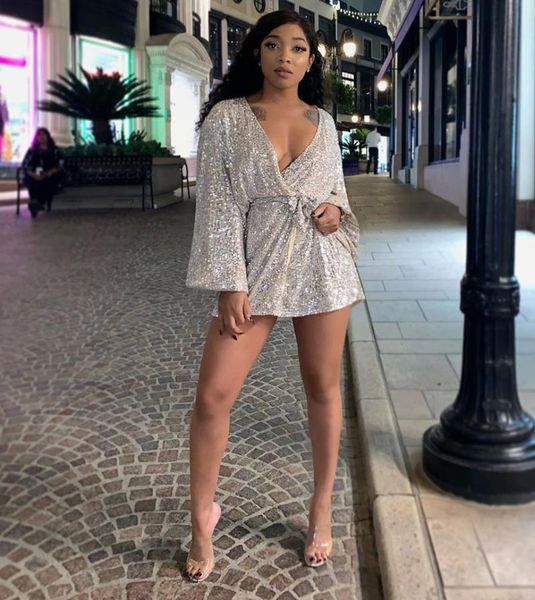 women's sequined party mini dress women's nightclub apparel autumn winter v-neck flared sleeve sequined mini party dress, Black;gray
women's sequined party mini dress women's nightclub apparel autumn winter v-neck flared sleeve sequined mini party dress, Black;gray