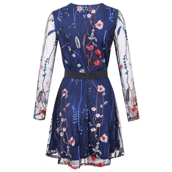 elegant women round neck long sleeve embroidery cocktail dress vintage floral lace party dress robe soiree femme, Black
elegant women round neck long sleeve embroidery cocktail dress vintage floral lace party dress robe soiree femme, Black