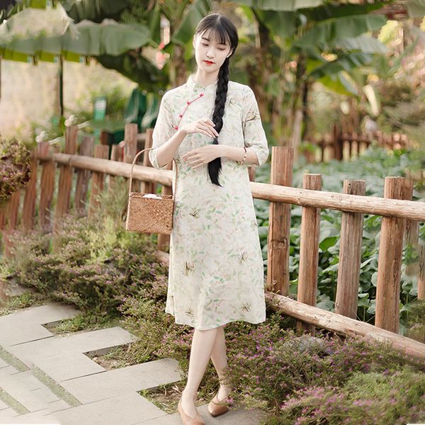 luxury casual dresses yimo 2021 spring women's clothing literature national style pure ramie a loose improved cheongsam drs, Black;gray
luxury casual dresses yimo 2021 spring women's clothing literature national style pure ramie a loose improved cheongsam drs, Black;gray