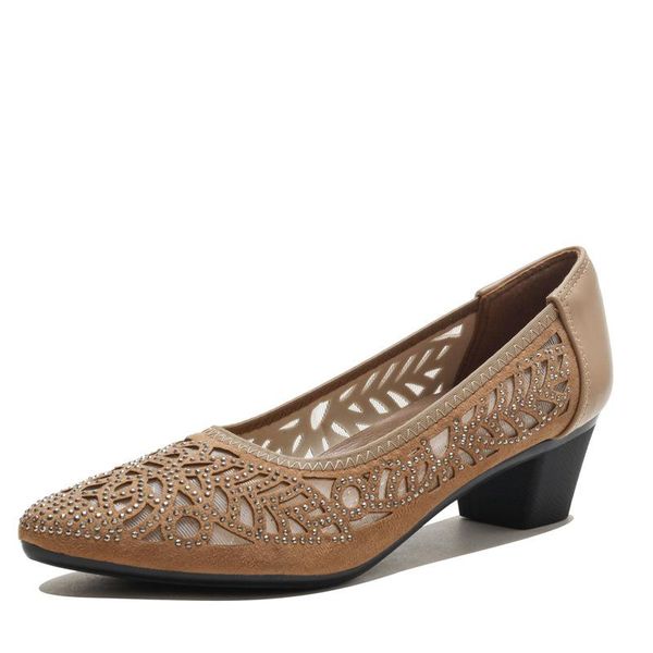 dress shoes mesh sandals hollow single 2021 summer medium thick heel comfortable women's pressure drill fashion shoe, Black
dress shoes mesh sandals hollow single 2021 summer medium thick heel comfortable women's pressure drill fashion shoe, Black