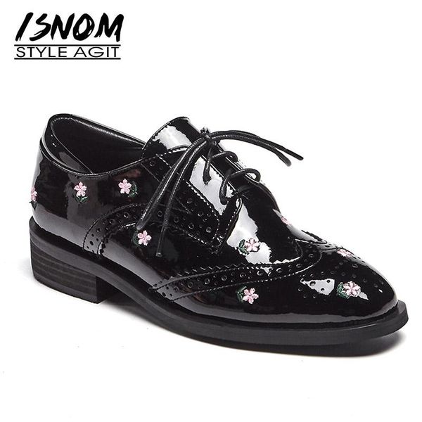 dress shoes isnom patent leather women pumps square toe footwear thick heels appliques brogue fashion casual woman 2021 spring, Black
dress shoes isnom patent leather women pumps square toe footwear thick heels appliques brogue fashion casual woman 2021 spring, Black