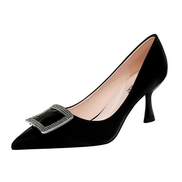 dress shoes 1266-6 professional ol high heel wine glass satin shallow mouth pointed metal rhinestone buckle women's, Black
dress shoes 1266-6 professional ol high heel wine glass satin shallow mouth pointed metal rhinestone buckle women's, Black