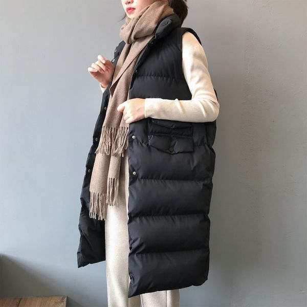 women's vests 2021 winter mid-length cotton vest fashion slim solid color bread jacket korean sleeveless women, Black;white
women's vests 2021 winter mid-length cotton vest fashion slim solid color bread jacket korean sleeveless women, Black;white