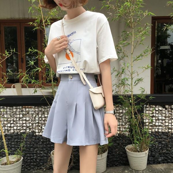 women's shorts women pleated skirts high waist short beach style fashion lady summer casual loose, White;black
women's shorts women pleated skirts high waist short beach style fashion lady summer casual loose, White;black