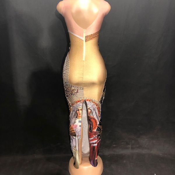 women stage long dress sleeveless virgin mary head portrait sparkling crystals printed nightclub party birthday bling dress, Black;red
women stage long dress sleeveless virgin mary head portrait sparkling crystals printed nightclub party birthday bling dress, Black;red