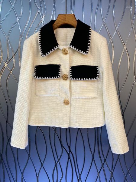 women's jackets contrast color of fund 2021 autumn winters pocket short coat lapel mouths symmetry 1011, Black;brown
women's jackets contrast color of fund 2021 autumn winters pocket short coat lapel mouths symmetry 1011, Black;brown